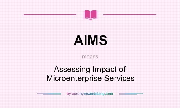 What does AIMS mean? It stands for Assessing Impact of Microenterprise Services