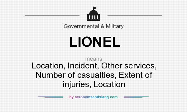 What does LIONEL mean? It stands for Location, Incident, Other services, Number of casualties, Extent of injuries, Location