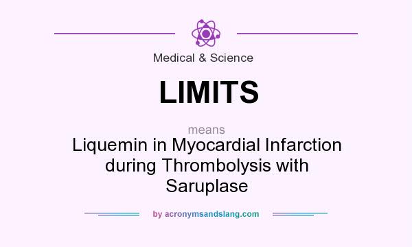 What does LIMITS mean? It stands for Liquemin in Myocardial Infarction during Thrombolysis with Saruplase