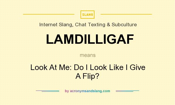 What does LAMDILLIGAF mean? It stands for Look At Me: Do I Look Like I Give A Flip?