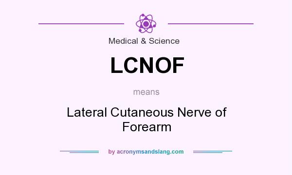 What does LCNOF mean? It stands for Lateral Cutaneous Nerve of Forearm