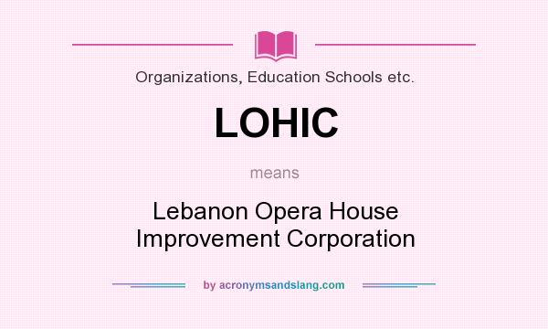 What does LOHIC mean? It stands for Lebanon Opera House Improvement Corporation
