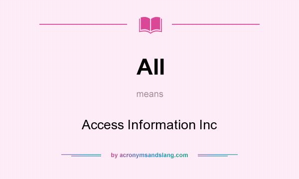 What does AII mean? It stands for Access Information Inc