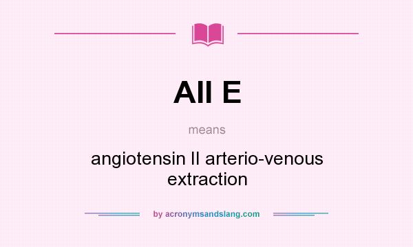 What does AII E mean? It stands for angiotensin II arterio-venous extraction