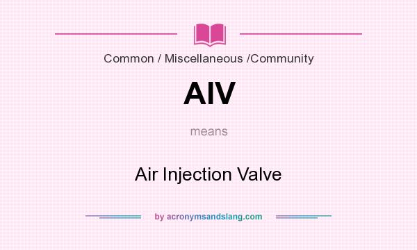 What does AIV mean? It stands for Air Injection Valve