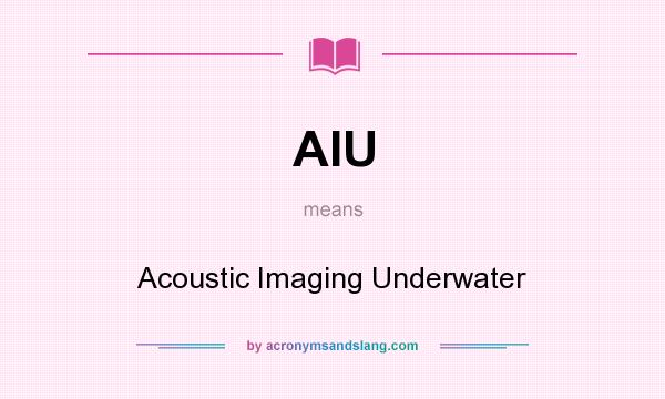 What does AIU mean? It stands for Acoustic Imaging Underwater