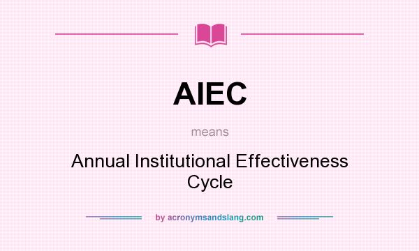 What does AIEC mean? It stands for Annual Institutional Effectiveness Cycle