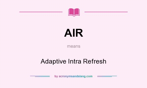What does AIR mean? It stands for Adaptive Intra Refresh