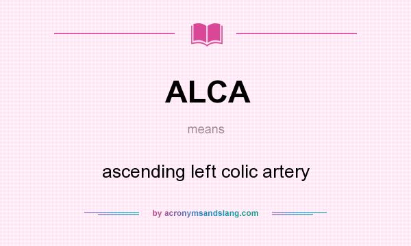What does ALCA mean? It stands for ascending left colic artery