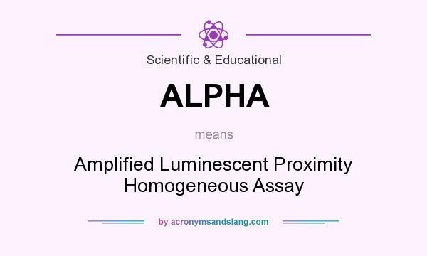 What does ALPHA mean? It stands for Amplified Luminescent Proximity Homogeneous Assay