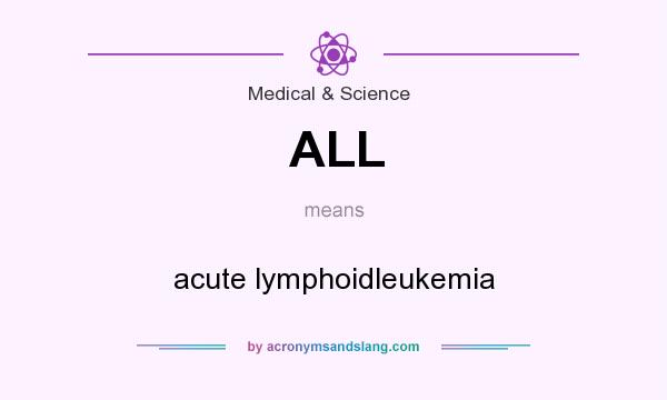 What does ALL mean? It stands for acute lymphoidleukemia
