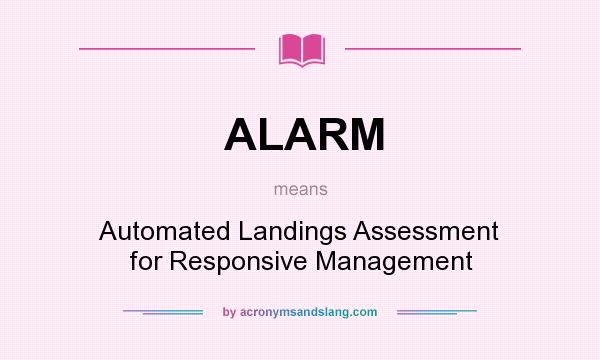 What does ALARM mean? It stands for Automated Landings Assessment for Responsive Management
