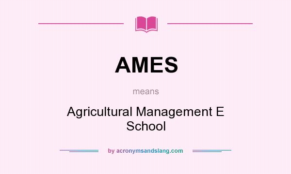 What does AMES mean? It stands for Agricultural Management E School