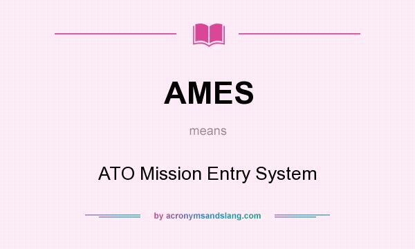 What does AMES mean? It stands for ATO Mission Entry System
