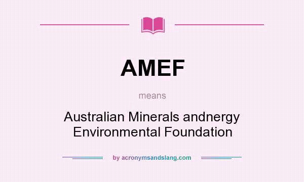 What does AMEF mean? It stands for Australian Minerals andnergy Environmental Foundation
