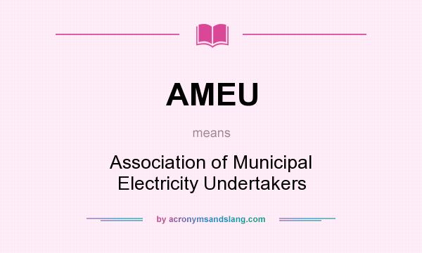 What does AMEU mean? It stands for Association of Municipal Electricity Undertakers