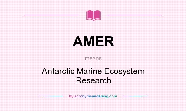 What does AMER mean? It stands for Antarctic Marine Ecosystem Research