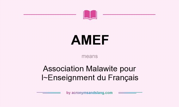 What does AMEF mean? It stands for Association Malawite pour l~Enseignment du Français