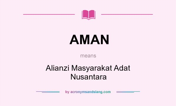 What does AMAN mean? It stands for Alianzi Masyarakat Adat Nusantara