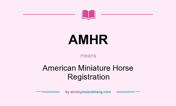 What does AMHR mean? It stands for American Miniature Horse Registration