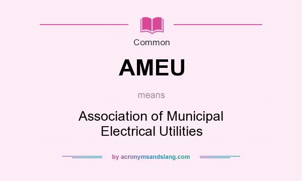 What does AMEU mean? It stands for Association of Municipal Electrical Utilities