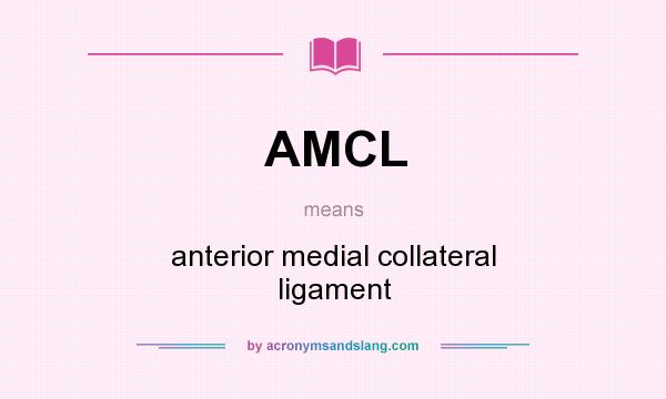 What does AMCL mean? It stands for anterior medial collateral ligament