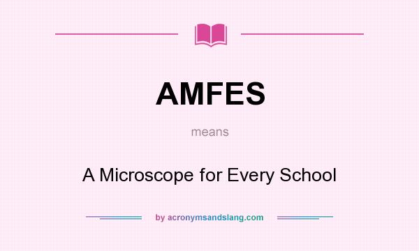 What does AMFES mean? It stands for A Microscope for Every School
