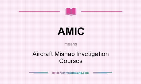 What does AMIC mean? It stands for Aircraft Mishap Invetigation Courses