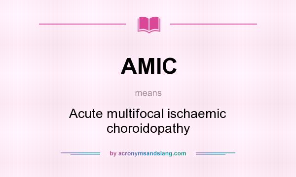 What does AMIC mean? It stands for Acute multifocal ischaemic choroidopathy