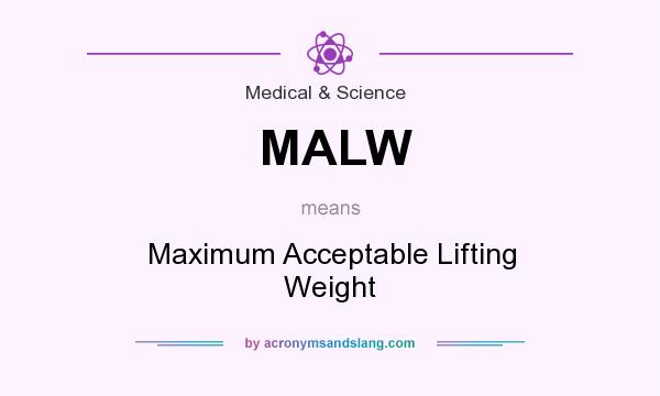 What does MALW mean? It stands for Maximum Acceptable Lifting Weight