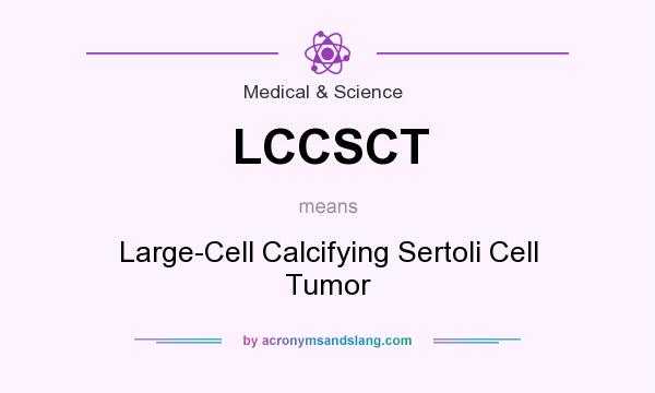 What does LCCSCT mean? It stands for Large-Cell Calcifying Sertoli Cell Tumor