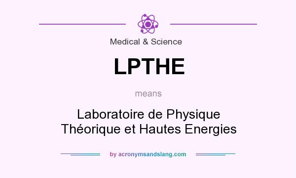 What does LPTHE mean? It stands for Laboratoire de Physique Théorique et Hautes Energies