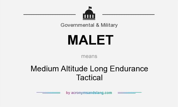 What does MALET mean? It stands for Medium Altitude Long Endurance Tactical
