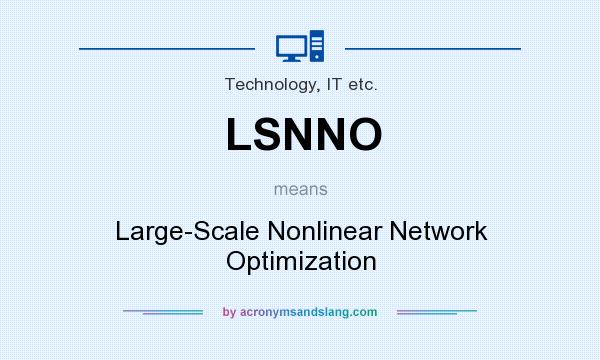What does LSNNO mean? It stands for Large-Scale Nonlinear Network Optimization