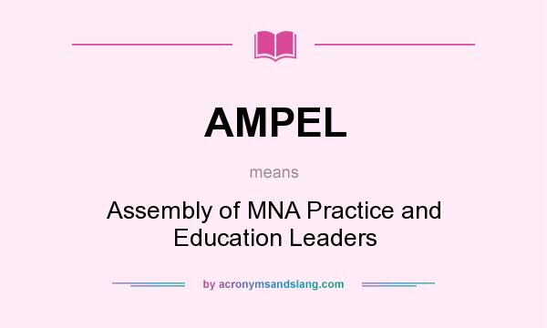 What does AMPEL mean? It stands for Assembly of MNA Practice and Education Leaders