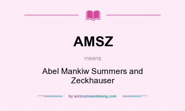 What does AMSZ mean? It stands for Abel Mankiw Summers and Zeckhauser