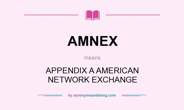 What does AMNEX mean? It stands for APPENDIX A AMERICAN NETWORK EXCHANGE