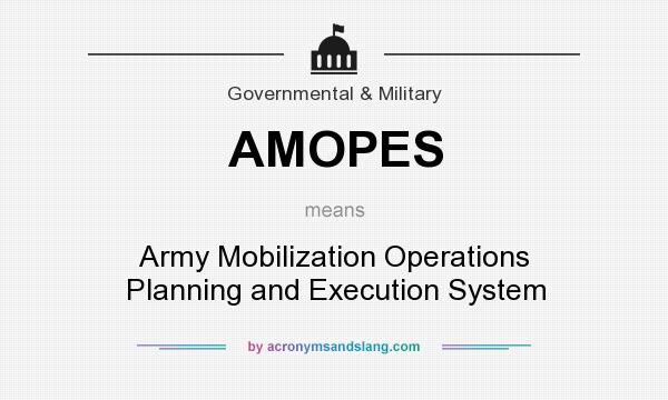 What does AMOPES mean? It stands for Army Mobilization Operations Planning and Execution System