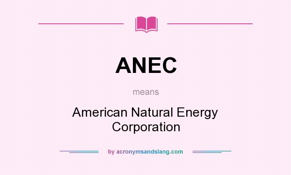 What does ANEC mean? It stands for American Natural Energy Corporation