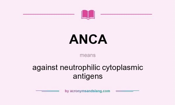 What does ANCA mean? It stands for against neutrophilic cytoplasmic antigens