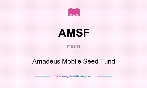 What does AMSF mean? It stands for Amadeus Mobile Seed Fund