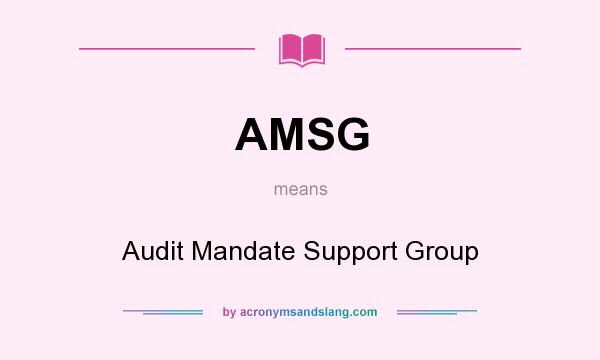 What does AMSG mean? It stands for Audit Mandate Support Group