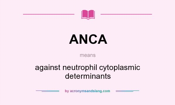 What does ANCA mean? It stands for against neutrophil cytoplasmic determinants