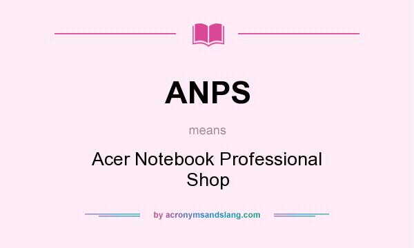 What does ANPS mean? It stands for Acer Notebook Professional Shop