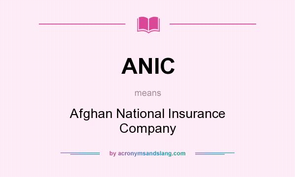 What does ANIC mean? It stands for Afghan National Insurance Company