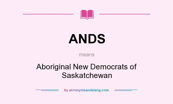 What does ANDS mean? It stands for Aboriginal New Democrats of Saskatchewan