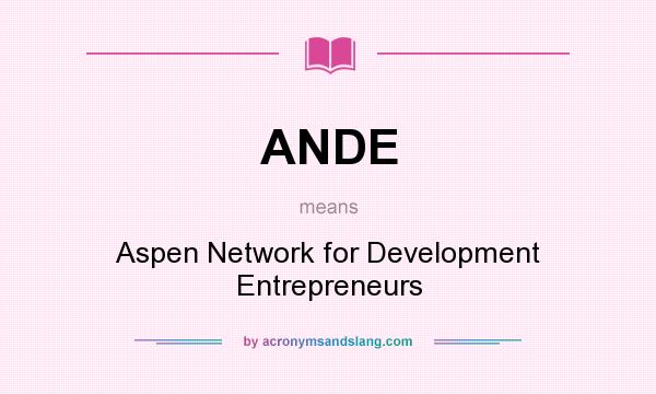 What does ANDE mean? It stands for Aspen Network for Development Entrepreneurs