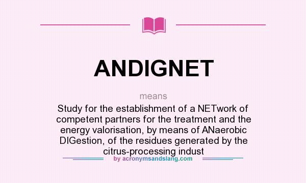 What does ANDIGNET mean? It stands for Study for the establishment of a NETwork of competent partners for the treatment and the energy valorisation, by means of ANaerobic DIGestion, of the residues generated by the citrus-processing indust