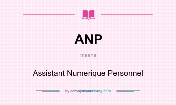 What does ANP mean? It stands for Assistant Numerique Personnel