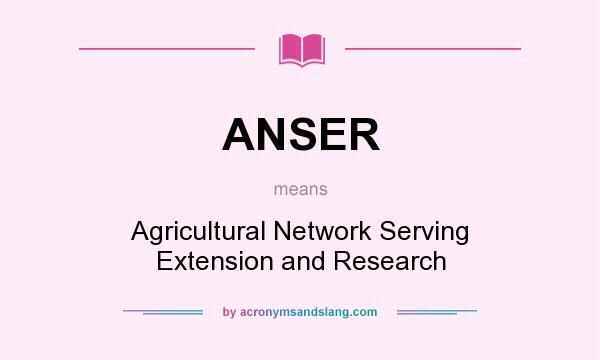 What does ANSER mean? It stands for Agricultural Network Serving Extension and Research